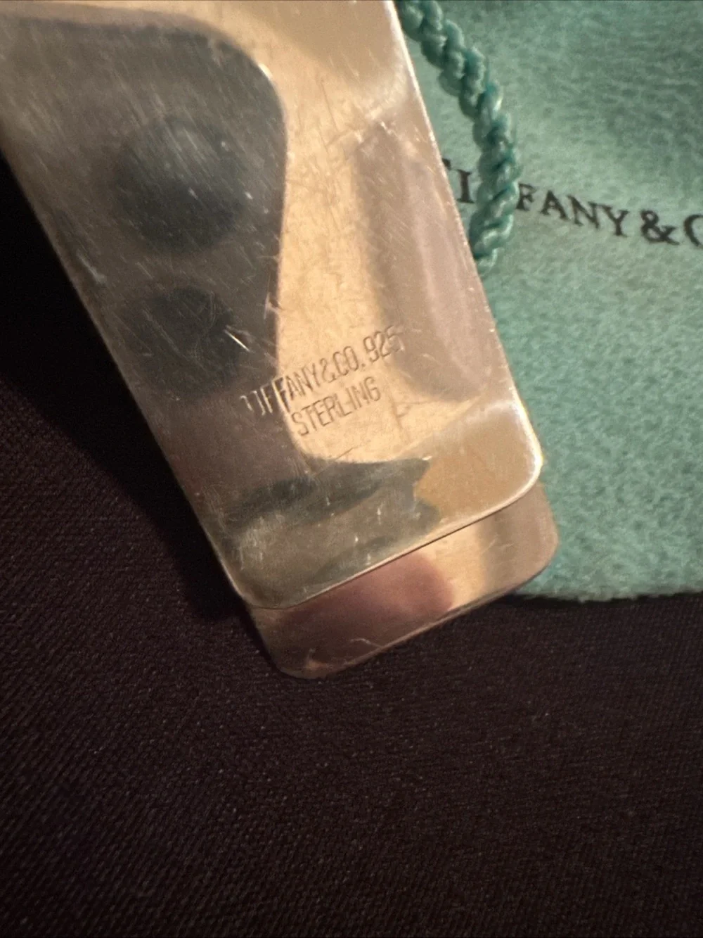 Tiffany & Co. Sterling Silver Money Clip with Signature Blue Pouch